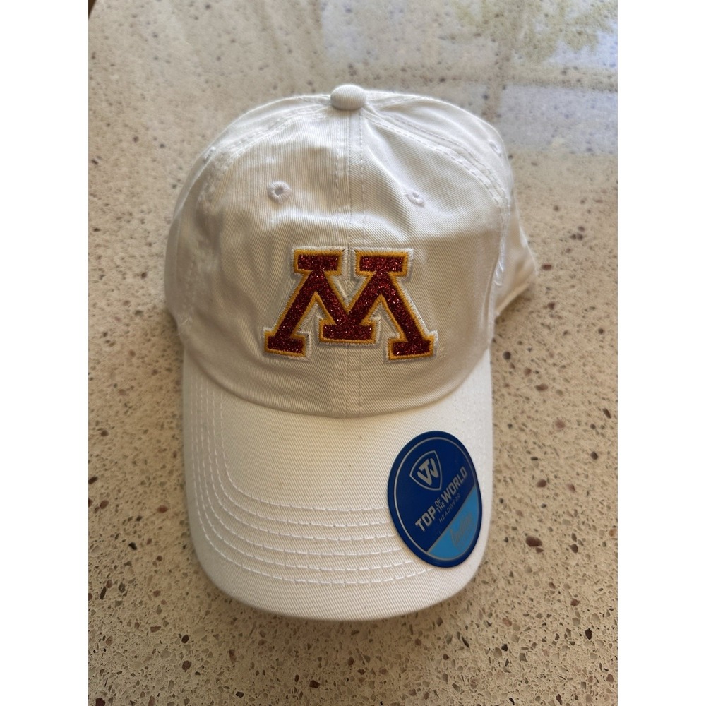 New Minnesota Golden Gophers Top Of The World Adjustable White Glimmer Hat Cap
